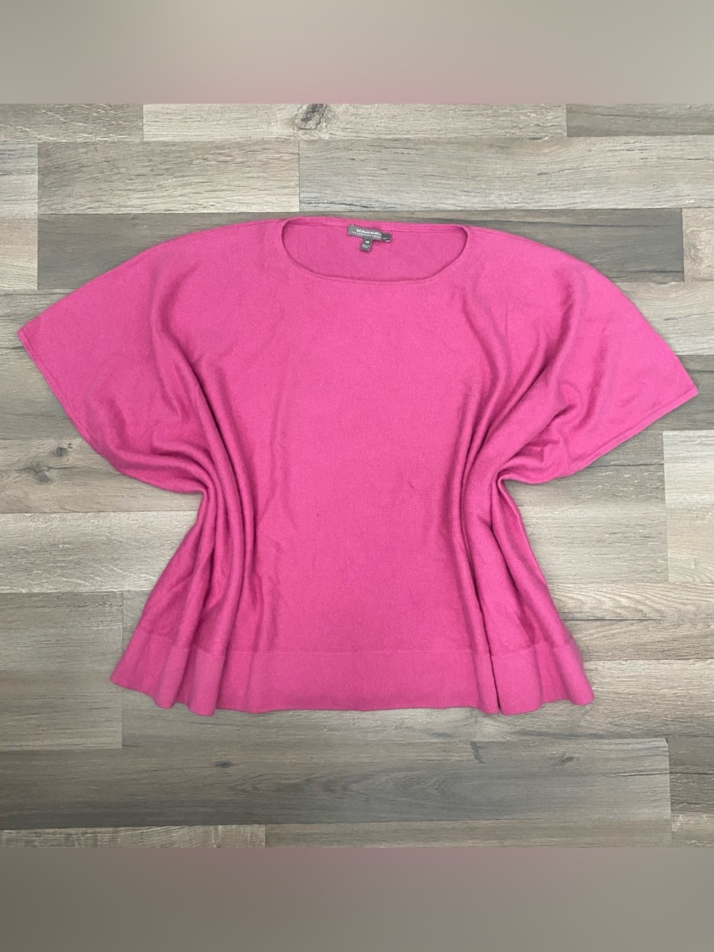 Neiman Marcus M Cashmere Silk Pink Knit Poncho Oversized Quiet Luxury